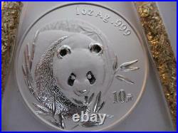1 Troy Oz. Pure. 999 Silver Low Mintage 2003 10 Yuan Panda-china Coin+gold