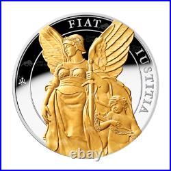 1 oz 2022 Saint Helena The Queen's Virtues Justice Gilded Proof Silver Coin E