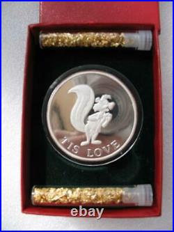 1-oz. 999 Silver Rare Pepe Le Puw & Bugs 5oth Anniv Le Proof Coin+gold