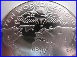 1-oz. Pure. 999 Silver Art Coin 10 World Regions Post 666 New World Order + Gold