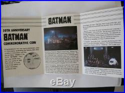 1-oz. Pure Silver 50th Anniv 1989 DC Comics Gotham City Batman Coin Mint Box+gold