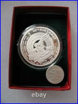 1-oz. Pure Silver Tazmanian Devil Bugs Bunny 50th Anniversary 1990 Coin+gold