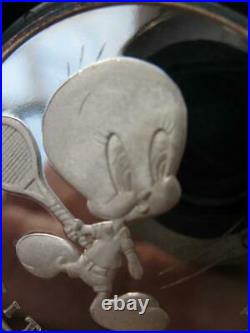 1-oz. Pure Silver Tweety Bird Bugs Bunny 50th Anniversary 1990 Coin +gold