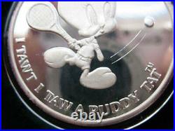 1-oz. Pure Silver Tweety Bird Bugs Bunny 50th Anniversary 1990 Coin +gold