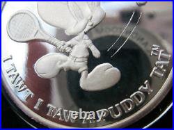 1-oz. Pure Silver Tweety Bird Bugs Bunny 50th Anniversary 1990 Coin +gold