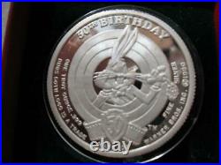 1-oz. Pure Silver Tweety Bird Bugs Bunny 50th Anniversary 1990 Coin +gold