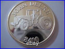 1-oz Rare John Deere Tractor Model 8400 Proof. 999 Silver Coin + Gold