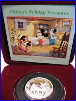 1-oz. Silver Coin Disneys Mickeys Home 1990-91 Holidays Christmas-new Year +gold