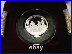 1-oz. Silver Coin Disneys Mickeys Home 1990-91 Holidays Christmas-new Year +gold