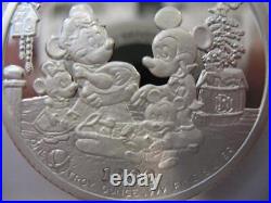 1-oz. Silver Coin Disneys Mickeys Home 1990-91 Holidays Christmas-new Year +gold