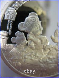 1-oz. Silver Coin Disneys Mickeys Home 1990-91 Holidays Christmas-new Year +gold