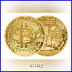 1 oz Silver Gold Plated Bitcoin Round Coin