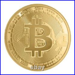 1 oz Silver Gold Plated Bitcoin Round Coin