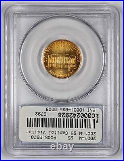 2001 W $5 Gold Capitol Visitor US Vault Collection PCGS MS70