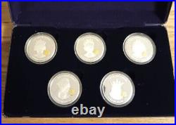 2002 Golden Jubilee Monarchs 5 x 925 Silver Proof $10 Coin Collection BOX