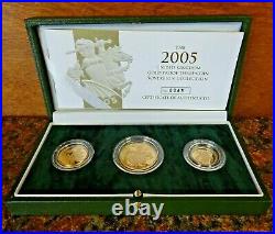 2005 United Kingdom Gold Proof Three Coin Sovereign Collection With COA