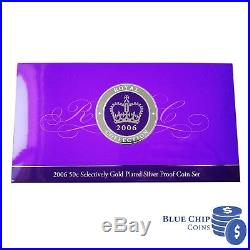 2006 50c ROYAL COLLECTION SELECTIVELY GOLD PLATED SILVER PROOF 2 COIN SET