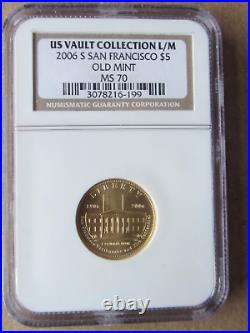 2006-S San Francisco Old Mint $5 Gold NGC MS 70 US Vault Collection L/M