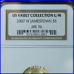 2007-W $5 Gold Jamestown Commemorative Coin NGC MS70 US Vault Collection