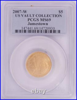 2007-W $5 US Vault Collection PCGS MS69 Jamestown Gold Coin