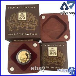 2008 $10 Centenary Of Rugby League 1/10 Oz Gold Proof Coin