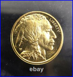 2008-W $5 Proof Gold Buffalo 1/10th. 9999 Gold Collectible Coin