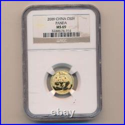 2009 50 Yuan Gold Coin China coin graded NGC MS 69 rare collectibles, 1/10 oz
