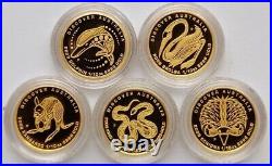 2009 Discover Australia $15 Wildlife 5? 1/10 oz Proof Gold Coins Set RARE