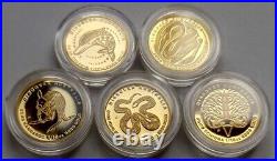 2009 Discover Australia $15 Wildlife 5? 1/10 oz Proof Gold Coins Set RARE