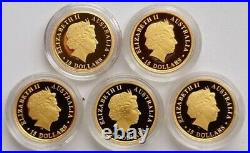 2009 Discover Australia $15 Wildlife 5? 1/10 oz Proof Gold Coins Set RARE