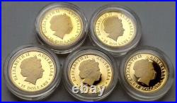 2009 Discover Australia $15 Wildlife 5? 1/10 oz Proof Gold Coins Set RARE