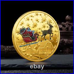 200PCS Christmas Collectible Commemorative Santa Claus Coin Souvenir Plated Gold