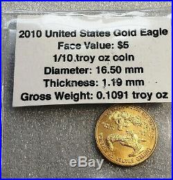 2010 $5 St. Gaudens 1/10 oz Gold Eagle Coin NICE Collectible & Investment