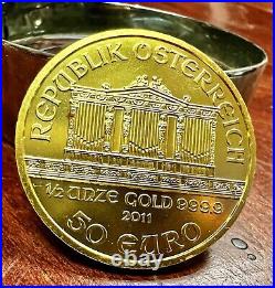 2011 BU 1/2 oz Austrian 999.9 Gold 50 EURO Philharmonic Collectible Bullion Coin
