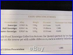 2011 Gold Proof Sovereign 3 coin set Collection with COA Ltd Edition 0279/1000