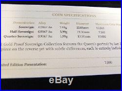 2011 Gold Proof Sovereign 3 coin set Collection with COA Ltd Edition 0279/1000
