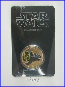 2011 Niue Star Wars Darth Vader $1.00 Gold Plated Coin Still Sealed