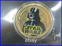 2011 Niue Star Wars Darth Vader $1.00 Gold Plated Coin Still Sealed