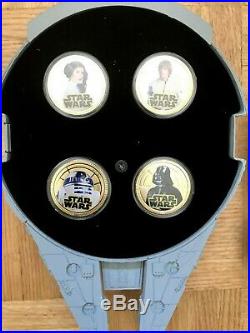 2011 Niue Star Wars Gold Plated 4-coin Set In Millennium Falcon Display