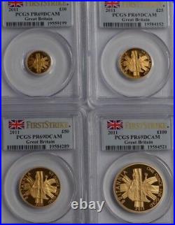 2011 United Kingdom 4 Piece Gold Proof Collection PCGS PF69 DCAM First Strike