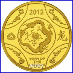 2012 $10 Lunar Year of The Dragon 1/10oz Gold Proof Coin Royal Australian Mint