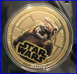 2012 NIUE STAR WARS Ewok COLLECTABLE COIN NZ MINT $1 Gold-Plated