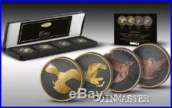 2014,2015 4 Oz Silver $5 GOLDEN ENIGMA BIRDS OF PREY Set Coins