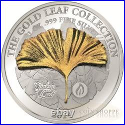 2014 3D Gold Leaf Collection Ginkgo Leaf 1 oz silver coin