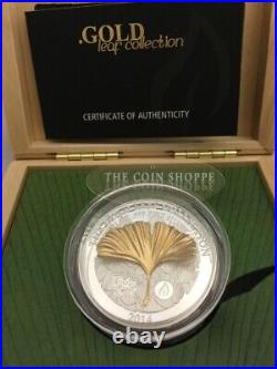 2014 3D Gold Leaf Collection Ginkgo Leaf 1 oz silver coin