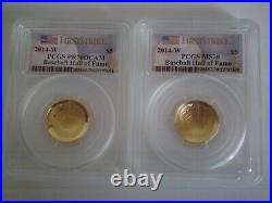 2014 Baseball Hof 6 Coin Collection-gold, Silver, Clad Pcgs 70 +bonus