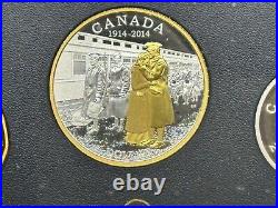 2014 Canada. 9999 7-Coin Fine Silver Proof Set with Gold Plated Dollar 100th Ann