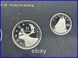 2014 Canada. 9999 7-Coin Fine Silver Proof Set with Gold Plated Dollar 100th Ann