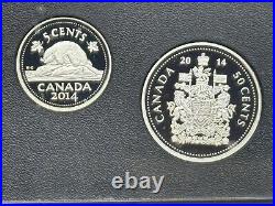 2014 Canada. 9999 7-Coin Fine Silver Proof Set with Gold Plated Dollar 100th Ann