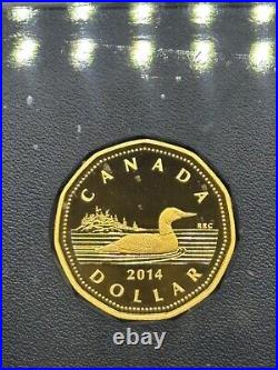 2014 Canada. 9999 7-Coin Fine Silver Proof Set with Gold Plated Dollar 100th Ann